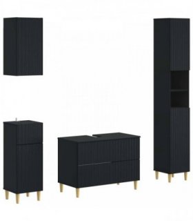 vidaXL 4 Piece Bathroom Cabinet Set ARNHEM Black Engineered Wood