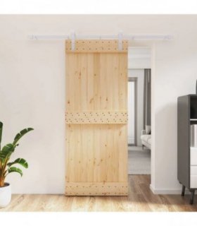vidaXL Sliding Door Natural and White 85 x 210 cm Solid Pine Wood