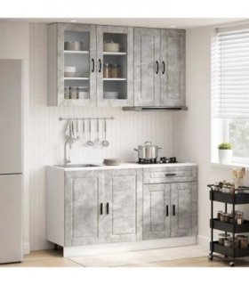 vidaXL Kitchen Unit PORTO 4 pcs Concrete Grey Engineered Wood