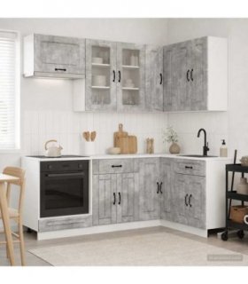 vidaXL Kitchen Unit KALMAR 8 pcs Concrete Grey Engineered Wood