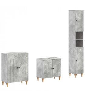 vidaXL 3 Piece Bathroom Cabinet Set ALKMAAR Concrete Grey