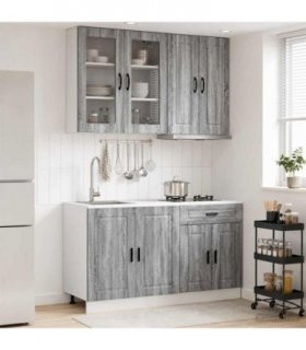 vidaXL Kitchen Unit PORTO 4 pcs Grey Sonoma Engineered Wood