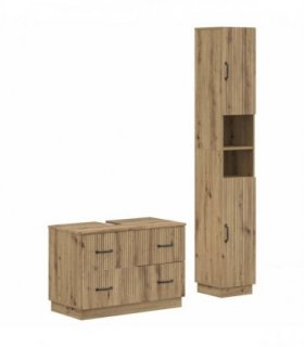 vidaXL 2 Piece Bathroom Cabinet Set HOORN Artisan Oak Engineered Wood