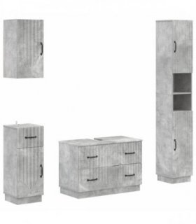 vidaXL 4 Piece Bathroom Cabinet Set HOORN Concrete Grey