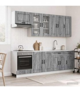 vidaXL Kitchen Unit KALMAR 8 pcs Grey Sonoma Engineered Wood