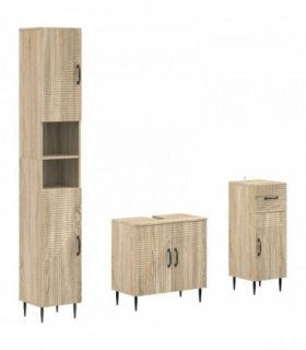 vidaXL 3 Piece Bathroom Cabinet Set HAARLEM Engineered Wood