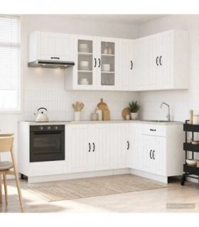 vidaXL Kitchen Unit LUCCA 8 pcs White Engineered Wood