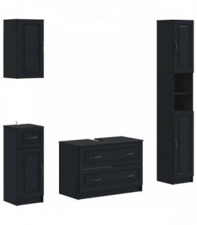 vidaXL 4 Piece Bathroom Cabinet Set UTRECHT Black Engineered Wood