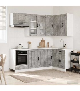 vidaXL Kitchen Unit LUCCA 8 pcs Concrete Grey Engineered Wood