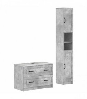 vidaXL 2 Piece Bathroom Cabinet Set UTRECHT Concrete Grey