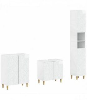 vidaXL 3 Piece Bathroom Cabinet Set DELFT High Gloss White