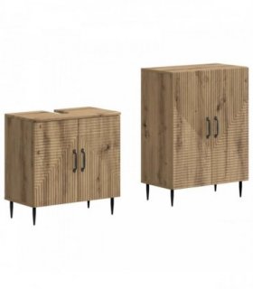 vidaXL 2 Piece Bathroom Cabinet Set HAARLEM Artisan Oak
