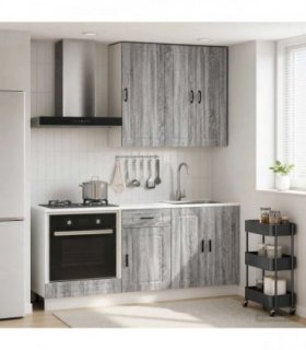vidaXL Kitchen Unit PORTO 5 pcs Grey Sonoma Engineered Wood