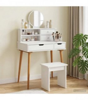 vidaXL Dressing Table Set FAUSKE 2 pcs White 76 x 50 x 103.5 cm