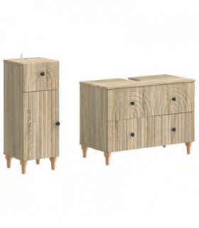 vidaXL 2 Piece Bathroom Cabinet Set ALKMAAR Sonoma Oak Engineered Wood