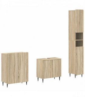 vidaXL 3 Piece Bathroom Cabinet Set ZWOLLE Sonoma Oak Engineered Wood