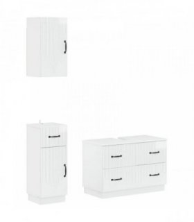 vidaXL 3 Piece Bathroom Cabinet Set HOORN High Gloss White