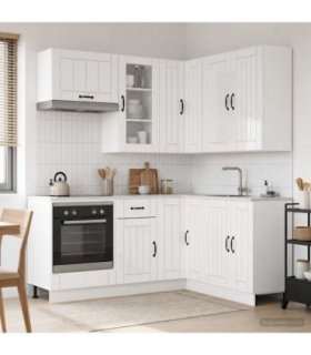 vidaXL Kitchen Unit LUCCA 8 pcs High Gloss White Engineered Wood