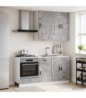 vidaXL Kitchen Unit PORTO 5 pcs Concrete Grey Engineered Wood