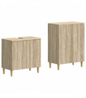 vidaXL 2 Piece Bathroom Cabinet Set DELFT Sonoma Oak Engineered Wood