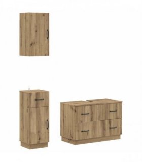 vidaXL 3 Piece Bathroom Cabinet Set HOORN Artisan Oak Engineered Wood