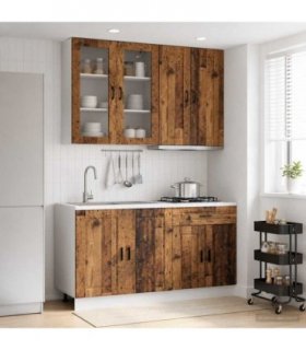 vidaXL Kitchen Unit PORTO 4 pcs Old Wood Engineered Wood