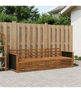 vidaXL Outdoor Sofa Set 3 pcs Natural Solid Acacia Wood
