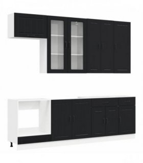 vidaXL Kitchen Unit LUCCA 8 pcs Black Engineered Wood