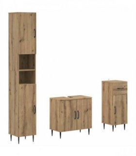 vidaXL 3 Piece Bathroom Cabinet Set HAARLEM Engineered Wood