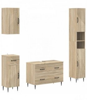 vidaXL 4 Piece Bathroom Cabinet Set HAARLEM Sonoma Oak Engineered Wood