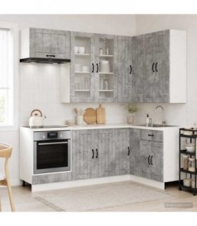 vidaXL Kitchen Unit LUCCA 8 pcs Concrete Grey Engineered Wood