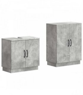 vidaXL 2 Piece Bathroom Cabinet Set HOORN Concrete Grey