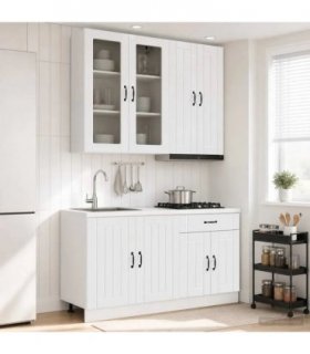 vidaXL Kitchen Unit LUCCA 4 pcs High Gloss White Engineered Wood