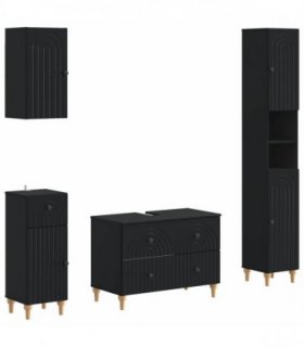 vidaXL 4 Piece Bathroom Cabinet Set ALKMAAR Black Engineered Wood