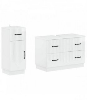 vidaXL 2 Piece Bathroom Cabinet Set HOORN High Gloss White