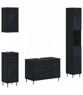 vidaXL 4 Piece Bathroom Cabinet Set HAARLEM Black Engineered Wood