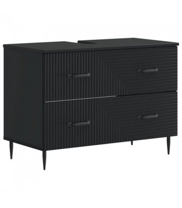 vidaXL 4 Piece Bathroom Cabinet Set HAARLEM Black Engineered Wood