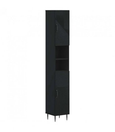 vidaXL 4 Piece Bathroom Cabinet Set HAARLEM Black Engineered Wood