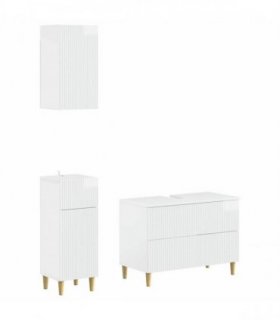 vidaXL 3 Piece Bathroom Cabinet Set ARNHEM High Gloss White