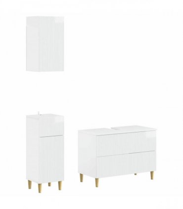 vidaXL 3 Piece Bathroom Cabinet Set ARNHEM High Gloss White