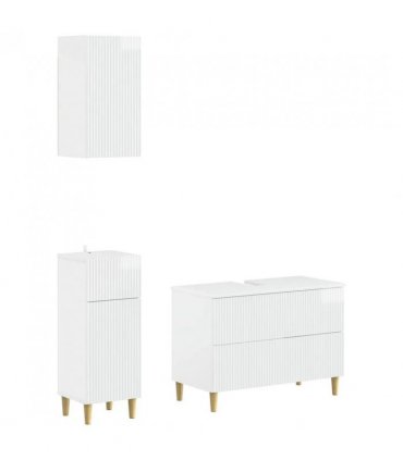 vidaXL 3 Piece Bathroom Cabinet Set ARNHEM High Gloss White