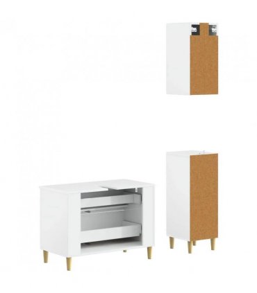 vidaXL 3 Piece Bathroom Cabinet Set ARNHEM High Gloss White