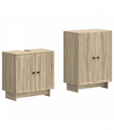vidaXL 2 Piece Bathroom Cabinet Set EDE Sonoma Oak Engineered Wood