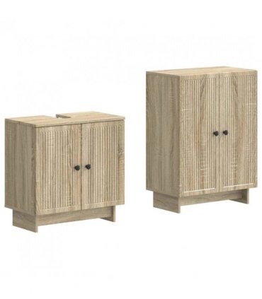 vidaXL 2 Piece Bathroom Cabinet Set EDE Sonoma Oak Engineered Wood