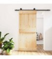 vidaXL Sliding Door Natural and Black 90 x 210 cm Solid Pine Wood