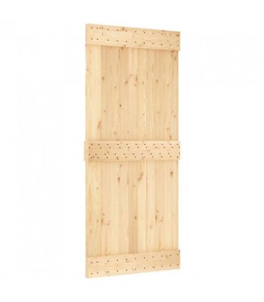 vidaXL Sliding Door Natural and Black 90 x 210 cm Solid Pine Wood
