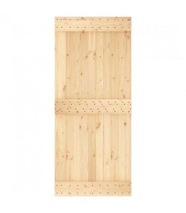 vidaXL Sliding Door Natural and Black 90 x 210 cm Solid Pine Wood