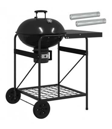 vidaXL Charcoal Grill with Smoker Tubes 91 x 71 x 107 cm Steel Black