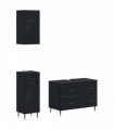 vidaXL 3 Piece Bathroom Cabinet Set HAARLEM Black Engineered Wood