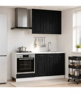 vidaXL Kitchen Unit KALMAR 5 pcs Black Engineered Wood